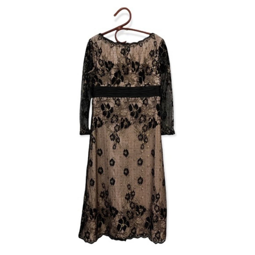 Landa Cocktail Black Gold Lace‎ Dress Size 8